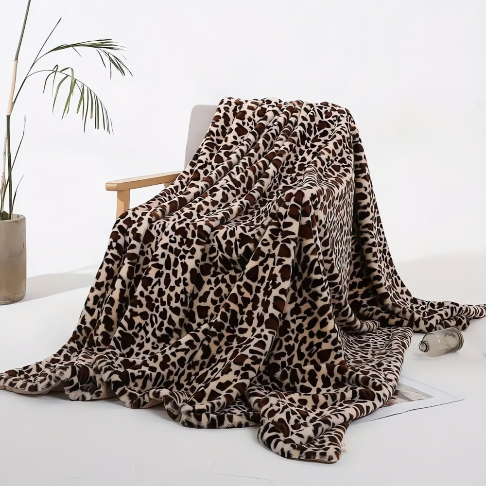 Warm leopard print blanket for sofa and bed 