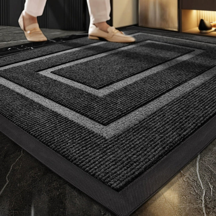 Fußmatte mit geometrischem Rechteckmuster und rutschfester Rückseite