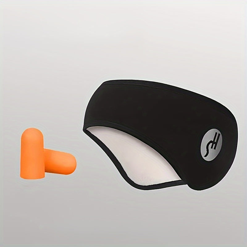 Cotton sleep mask with noise-reducing earplugs
