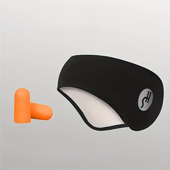 Cotton sleep mask with noise-reducing earplugs