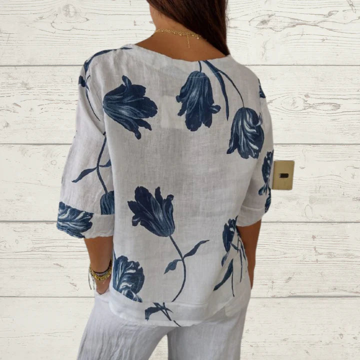 Printed V-Neck Tunic Top for Women