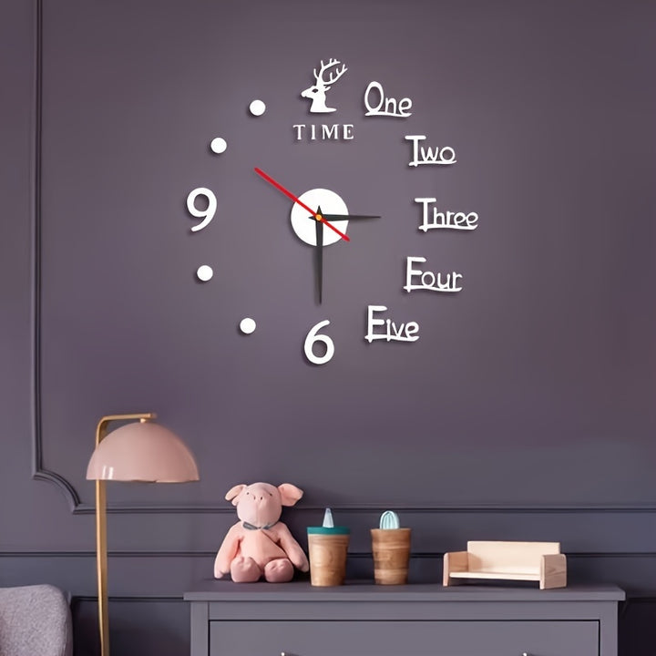 Modern DIY wall clock in elk design made of acrylic for living room and bedroom
