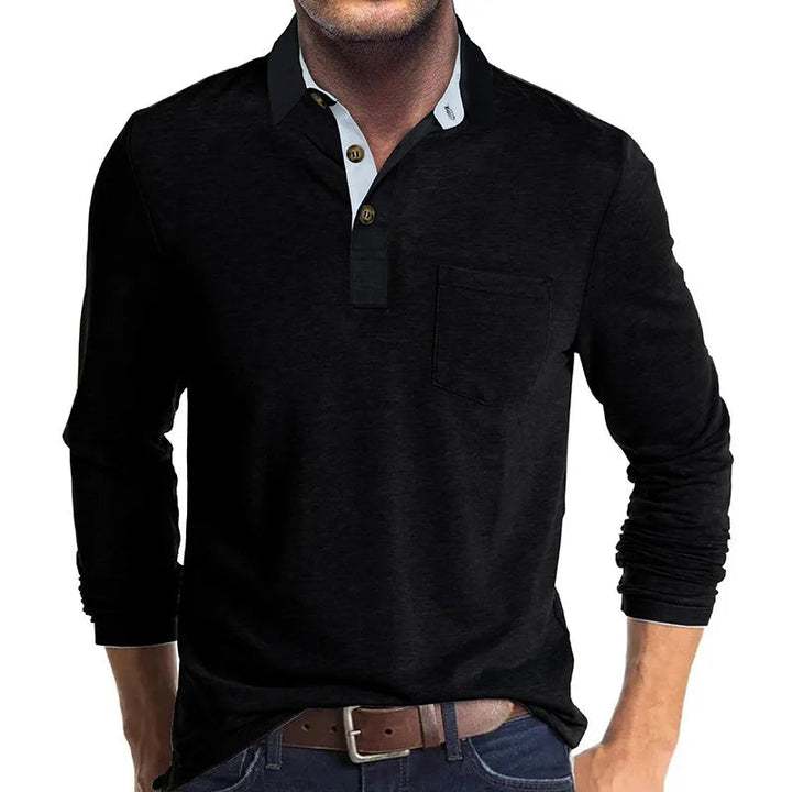 Men's long-sleeved shirt with a classic cut