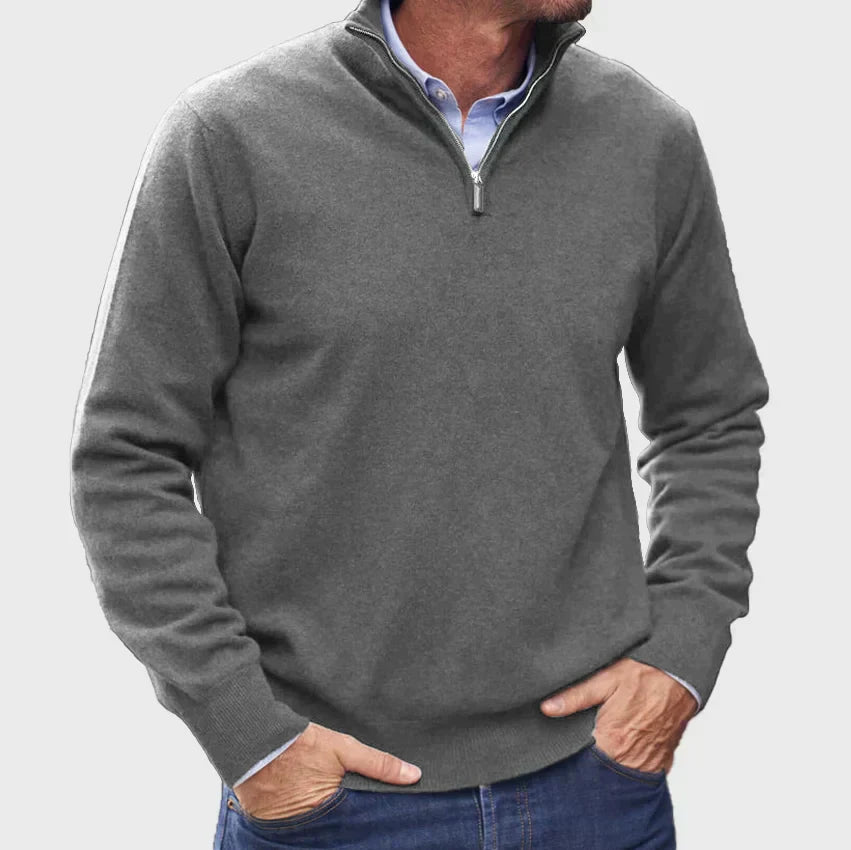 Men's Cashmere Pullover with Zipper in Italian Design