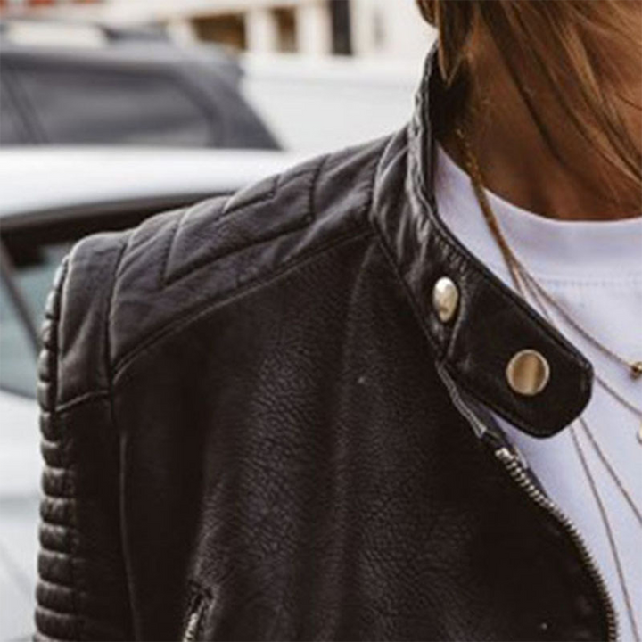 Women's Leather Jacket with Classic Design