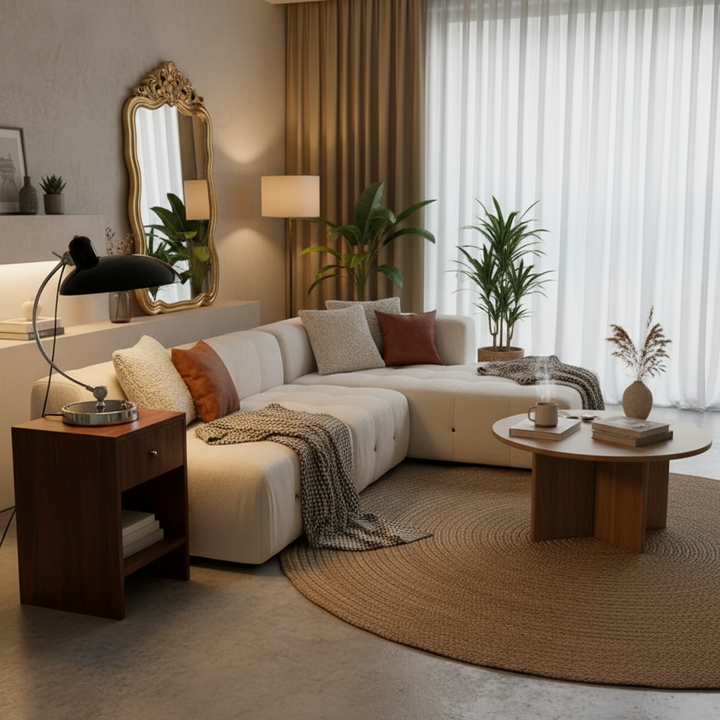 Table lamp with elegant iron arch