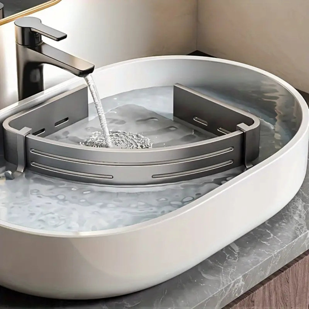 Corner shower shelf, aluminum – self-adhesive wall shelf, no drilling required