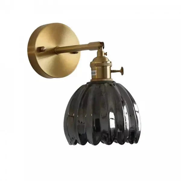 Wall lamp with tulip-shaped glass shade in retro style