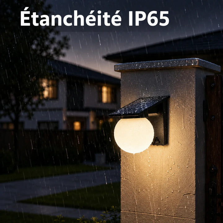 Moderne solarbetriebene LED-Wandleuchte für Garten, Terrasse oder Eingangsbereich