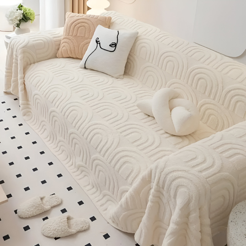 Sofa cover with arched pattern – Versatile jacquard slipcover for various sofa types