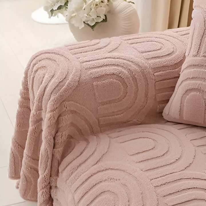 Sofa cover with arched pattern – Versatile jacquard slipcover for various sofa types