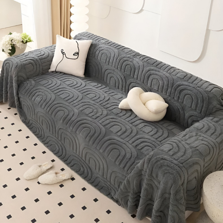 Sofa cover with arched pattern – Versatile jacquard slipcover for various sofa types