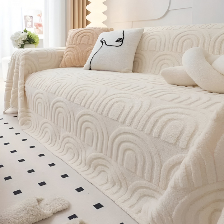 Sofa cover with arched pattern – Versatile jacquard slipcover for various sofa types