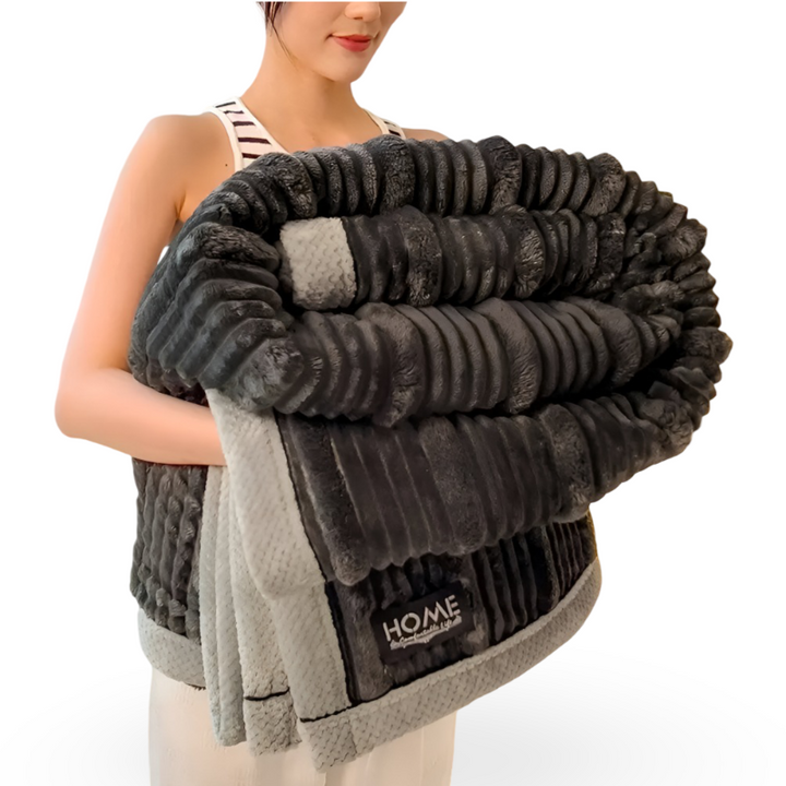 Striped fleece blanket – plaid with a modern vintage design