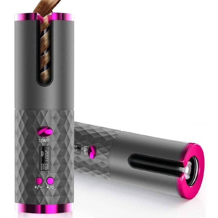 Cordless curling iron with automatic rotation for women – tourmaline ceramic hair styler