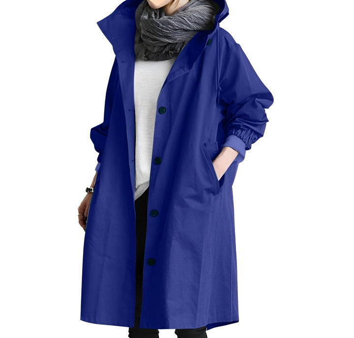 Women's Oversized Raincoat with Hood and Long Cut