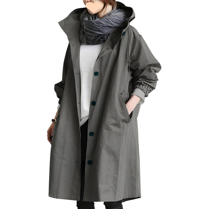 Women's Oversized Raincoat with Hood and Long Cut