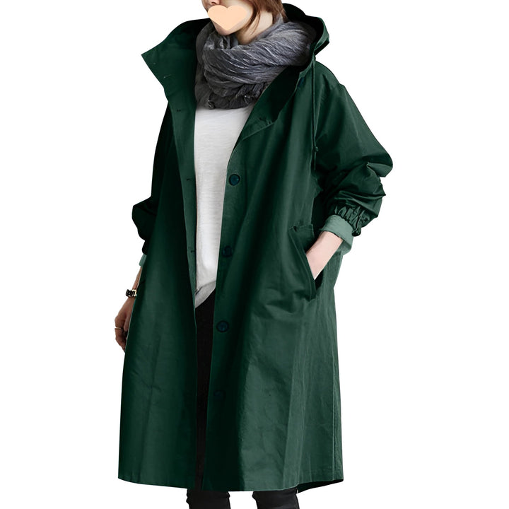 Women's Oversized Raincoat with Hood and Long Cut