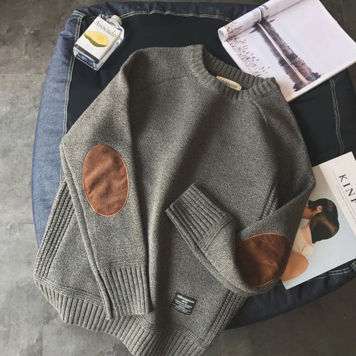 Women's Knit Sweater with Suede Elbow Patches 