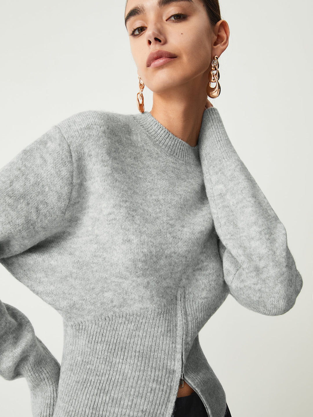 Women's Sweater with Half Zipper