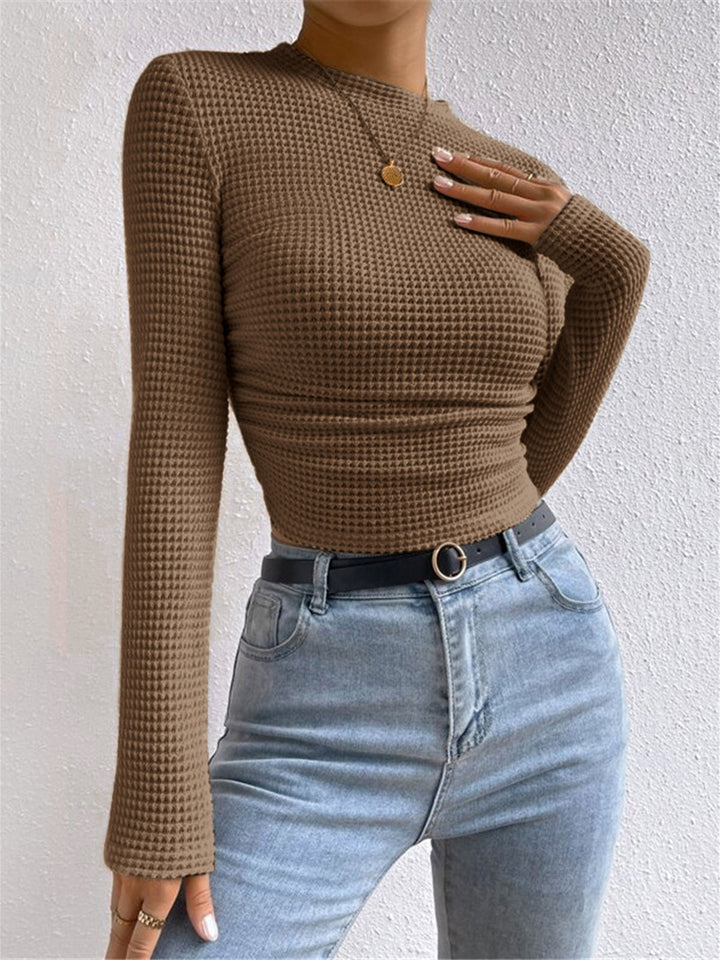 Women's Slim Fit Waffle-Textured Pullover