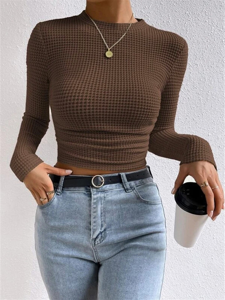 Women's Slim Fit Waffle-Textured Pullover