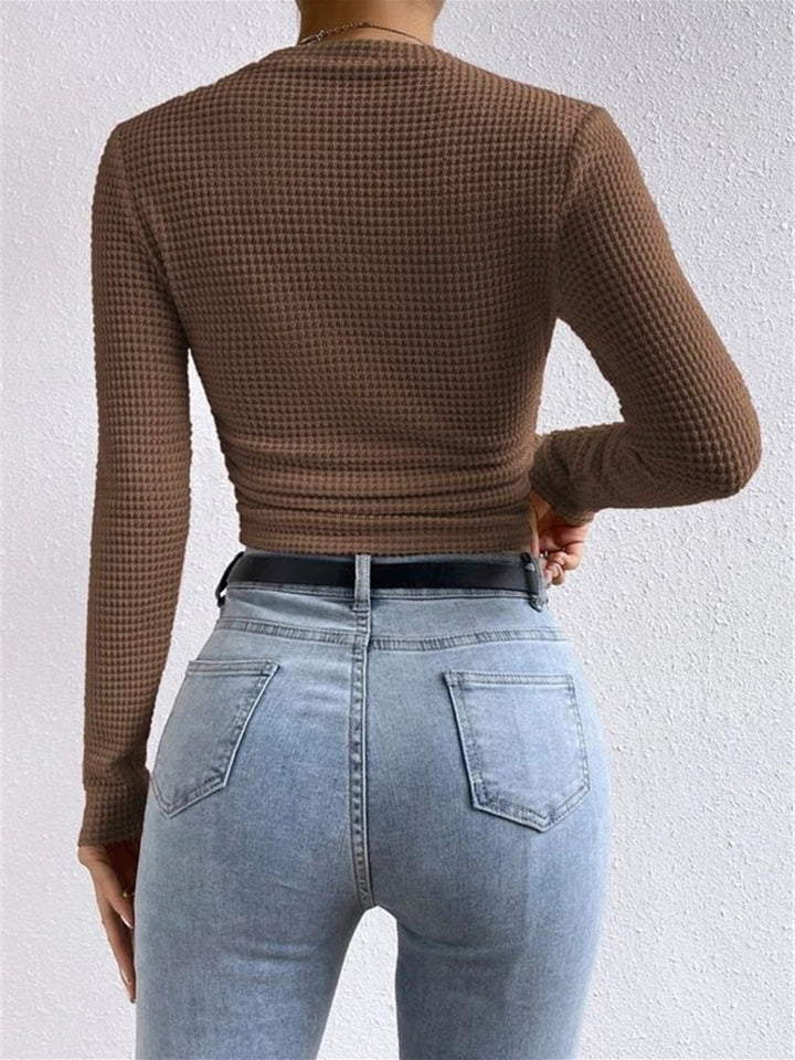 Women's Slim Fit Waffle-Textured Pullover