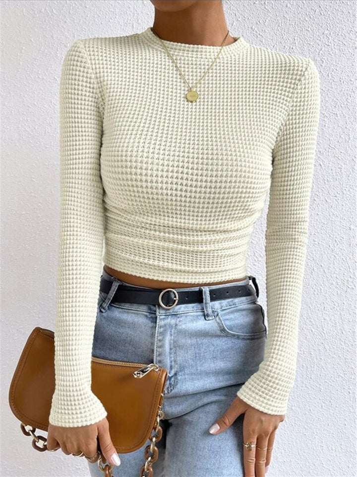 Women's Slim Fit Waffle-Textured Pullover
