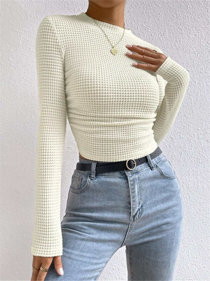 Women's Slim Fit Waffle-Textured Pullover