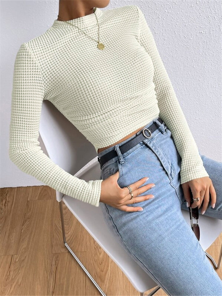 Women's Slim Fit Waffle-Textured Pullover