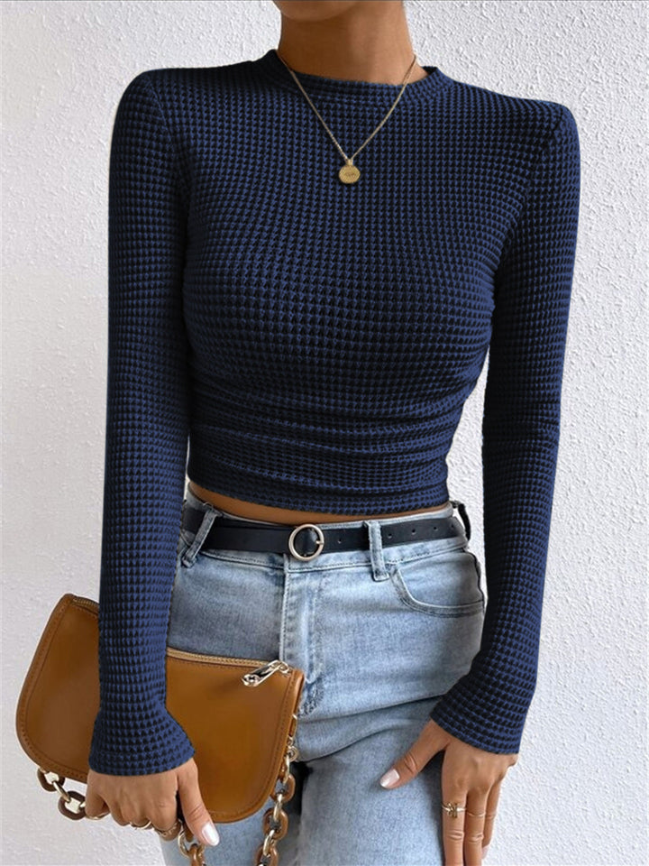 Women's Slim Fit Waffle-Textured Pullover