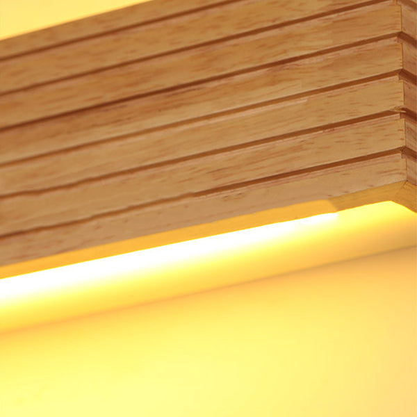 Rechteckige LED Wandleuchte aus Holz und Acryl im minimalistischen Design