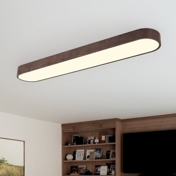 LED ceiling light – Oval lamp with wood grain and warm white/cool white light