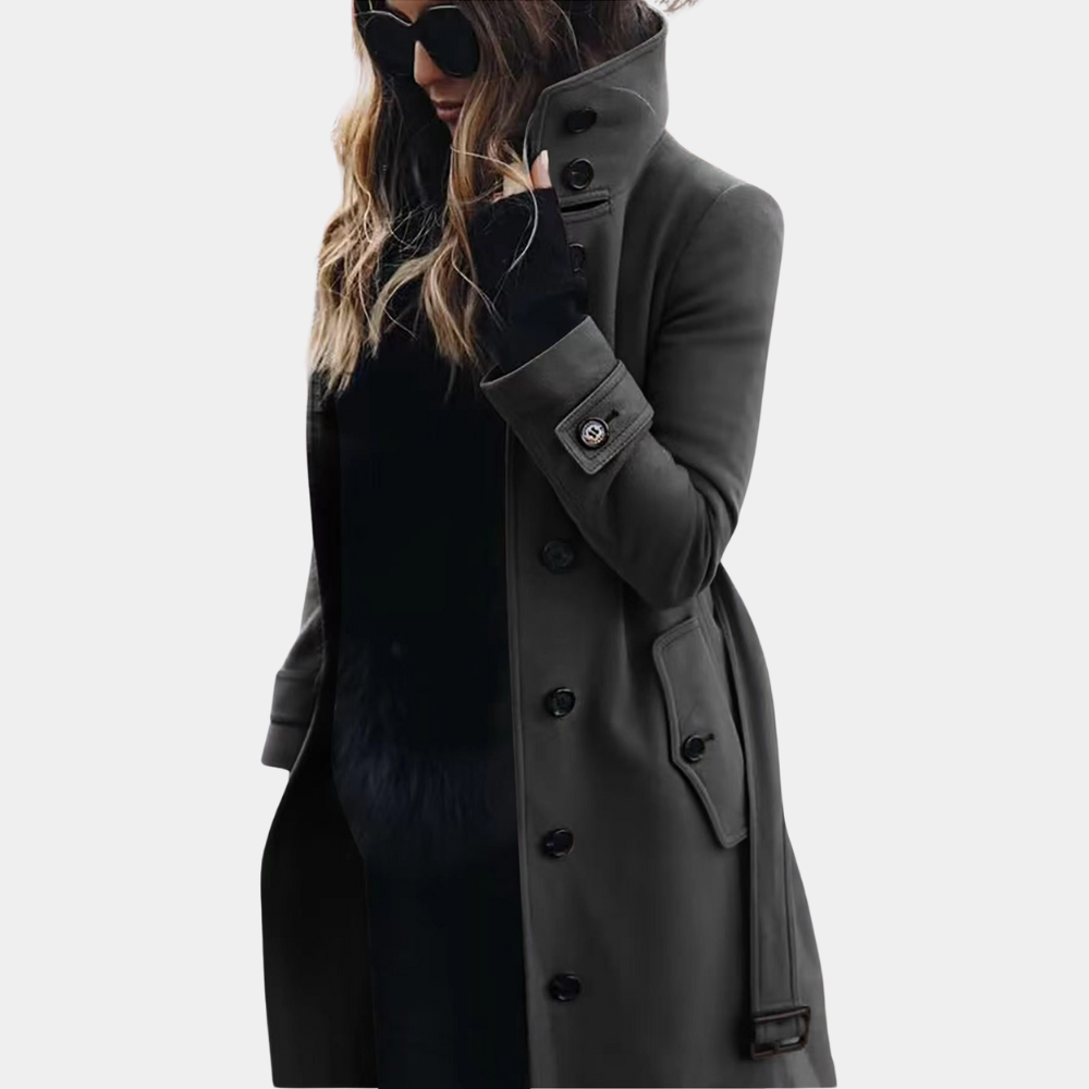 Women's Trench Coat with Belt and Classic Cut