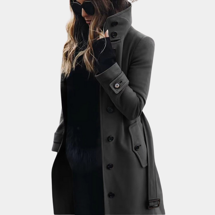 Women's Trench Coat with Belt and Classic Cut