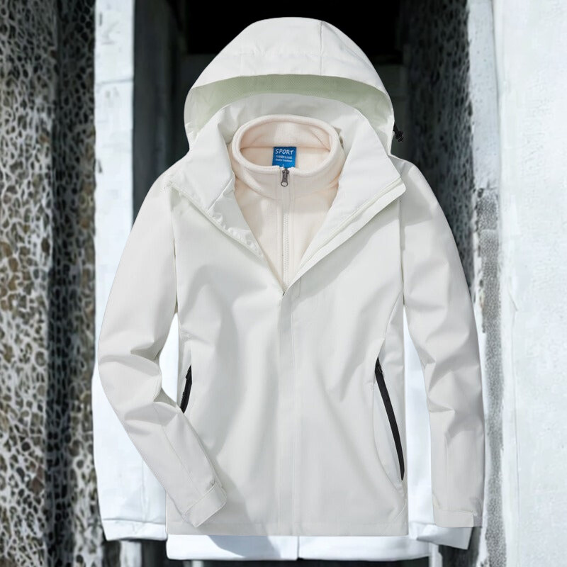 Women's 3-in-1 Outdoor Jacket with Fleece Lining and Hood