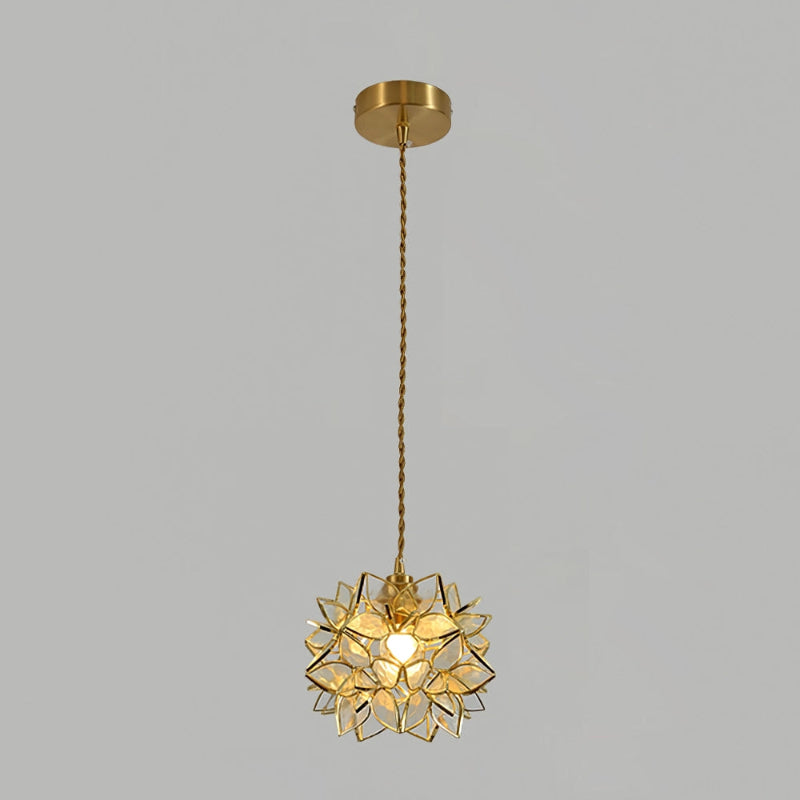 Handgefertigte Pendelleuchte mit Capiz-Muscheln