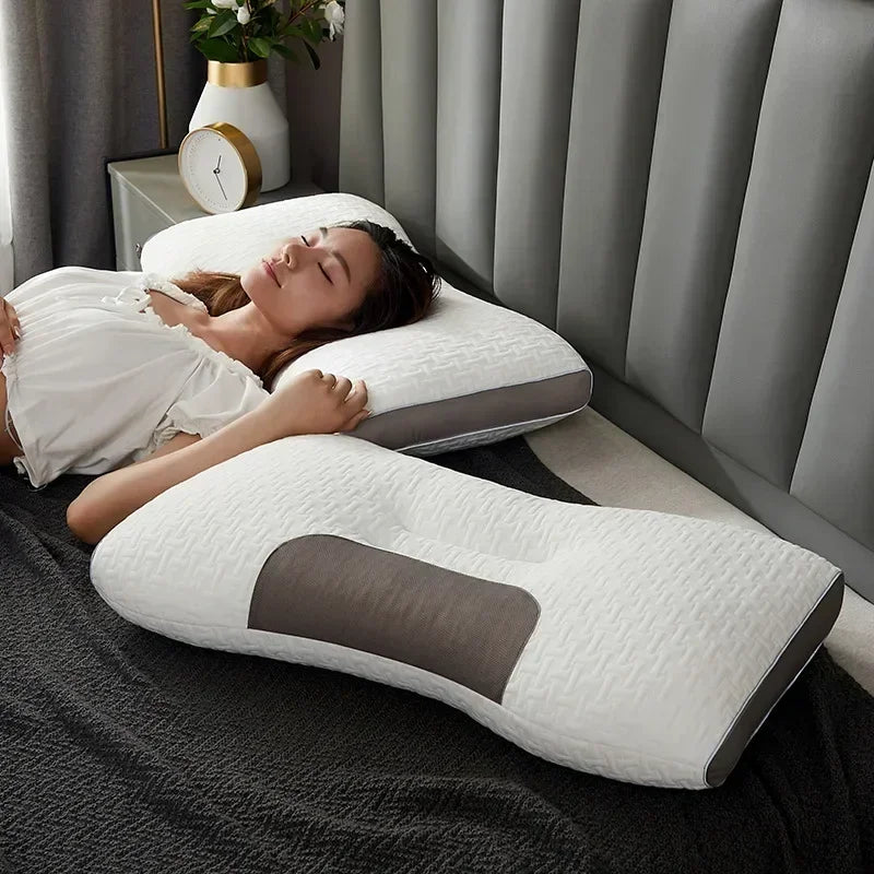 Sleeping pillow with a relaxing design and gentle neck support