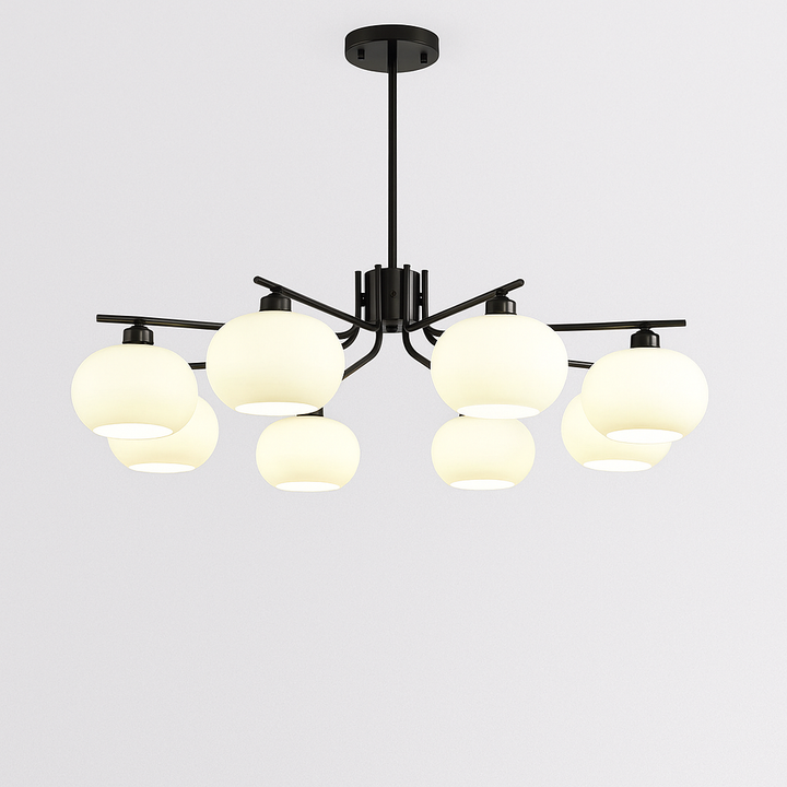 Bauhaus chandelier for the bedroom made of glass and metal