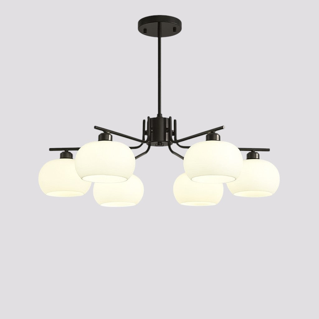 Bauhaus chandelier for the bedroom made of glass and metal