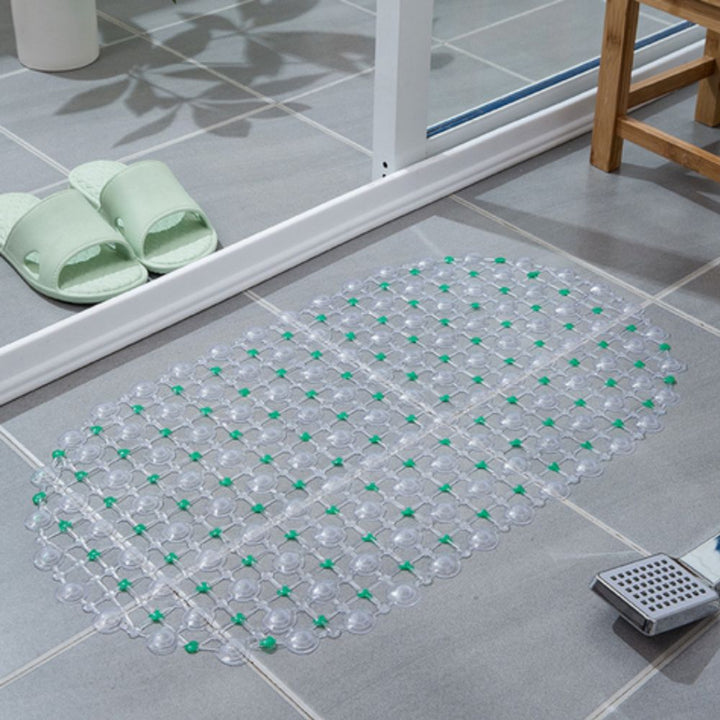 Non-slip shower mat with suction cups and fast water drainage