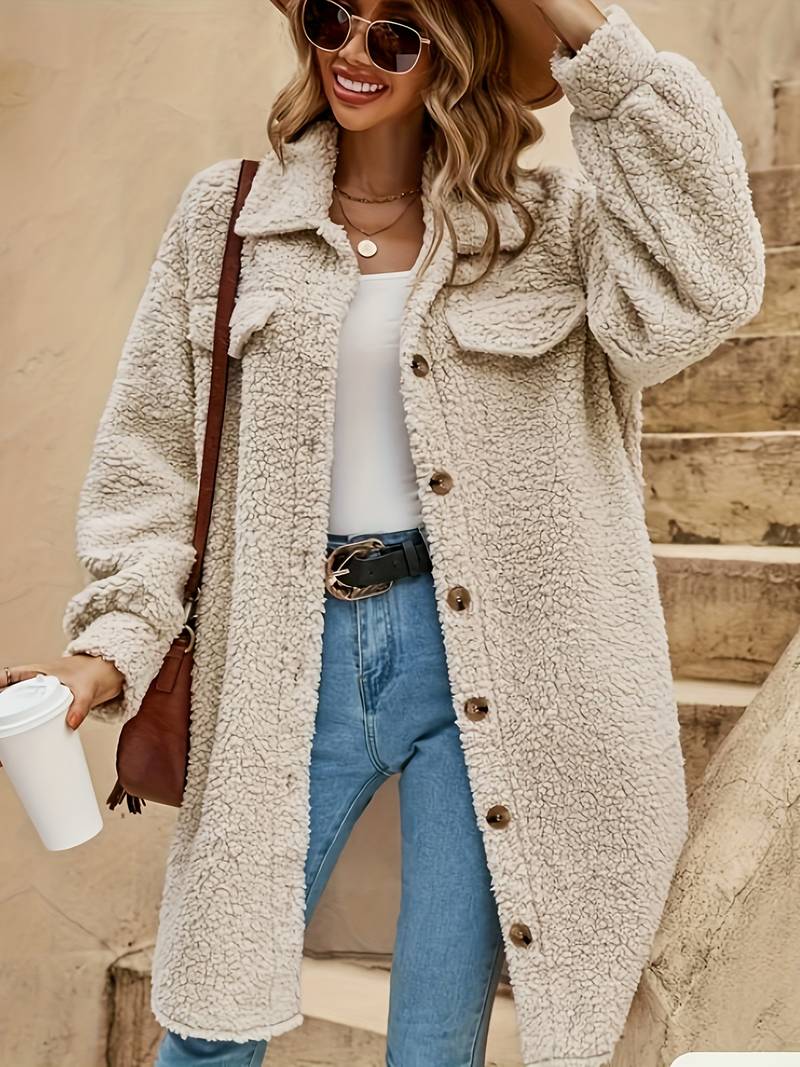 Women's Teddy Coat with Long Cut 