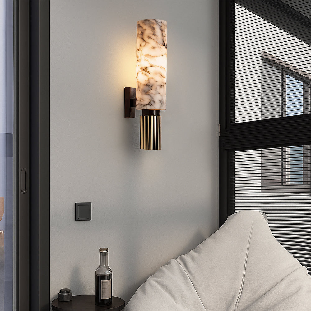 Wall lamp made of copper and stone with a modern design