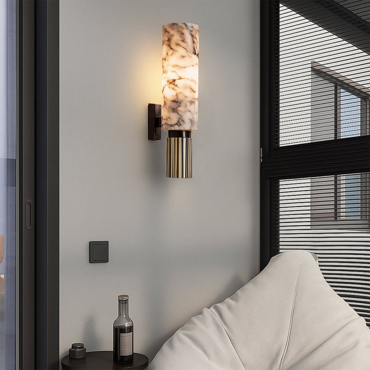 Wall lamp made of copper and stone with a modern design