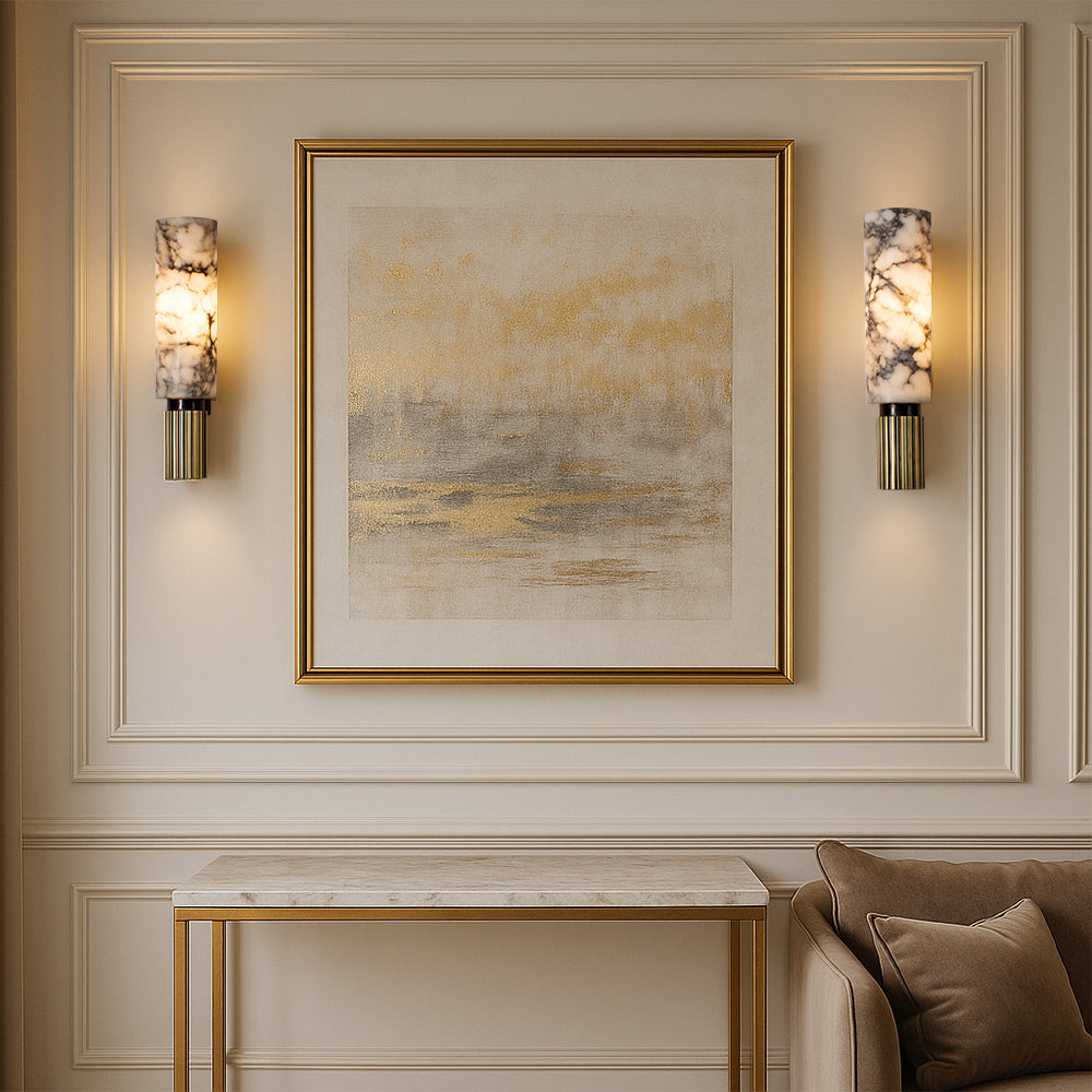 Wall lamp made of copper and stone with a modern design