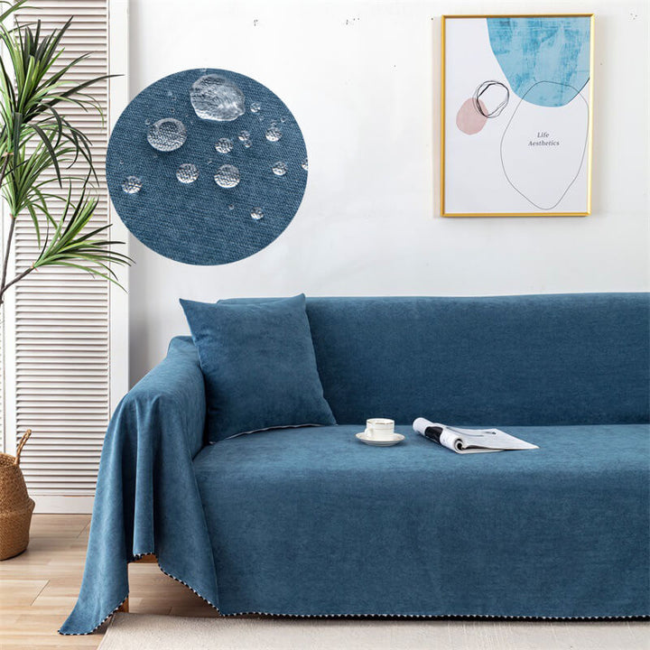 Water-repellent sofa cover in corduroy design