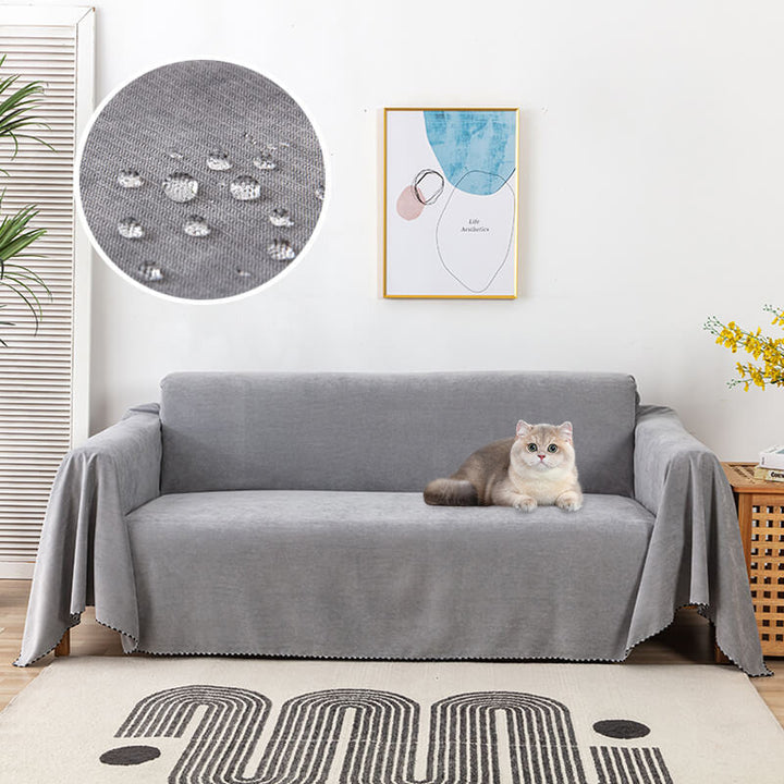 Water-repellent sofa cover in corduroy design