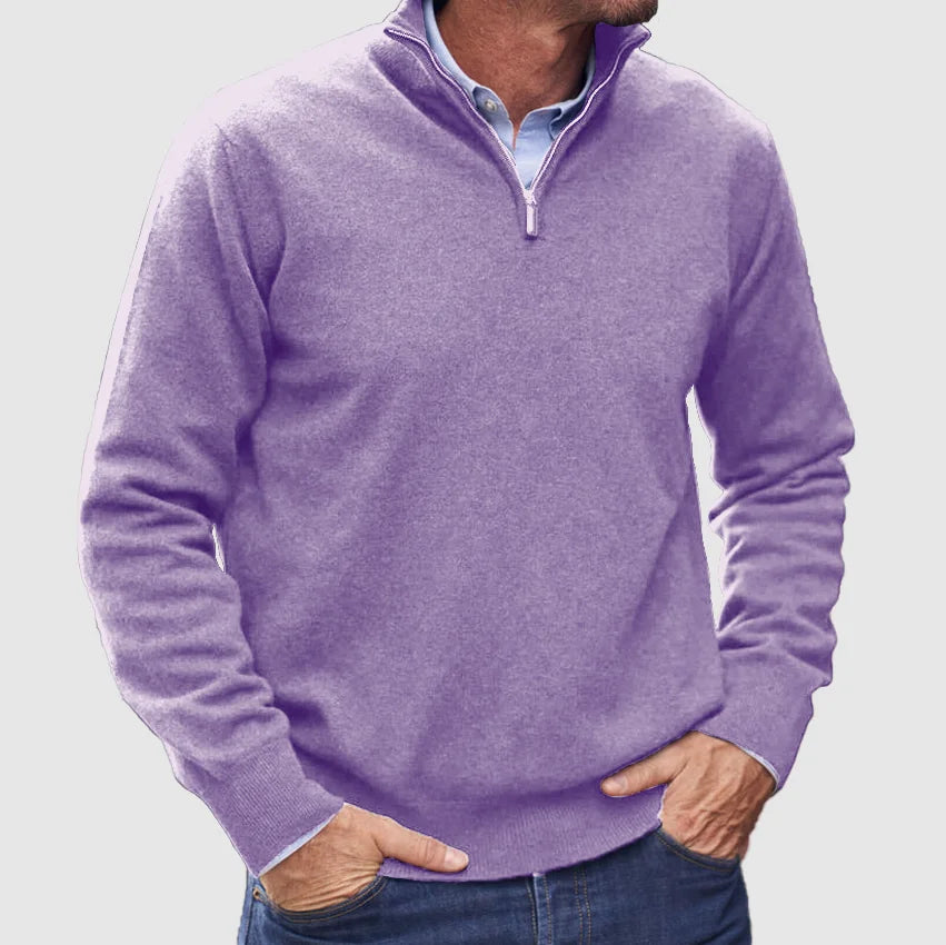 Men's Cashmere Pullover with Zipper in Italian Design