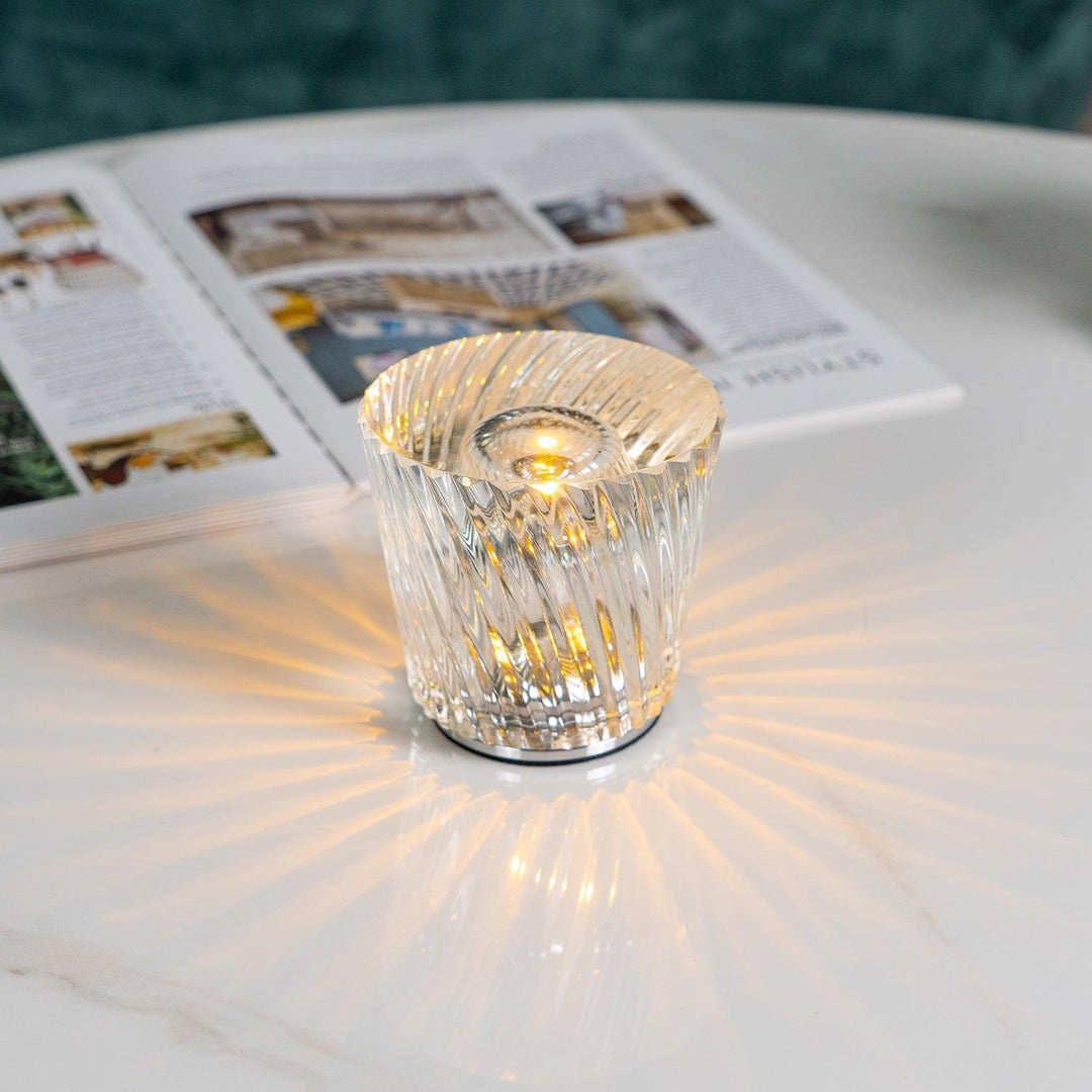 Crystal diamond table lamp with integrated battery