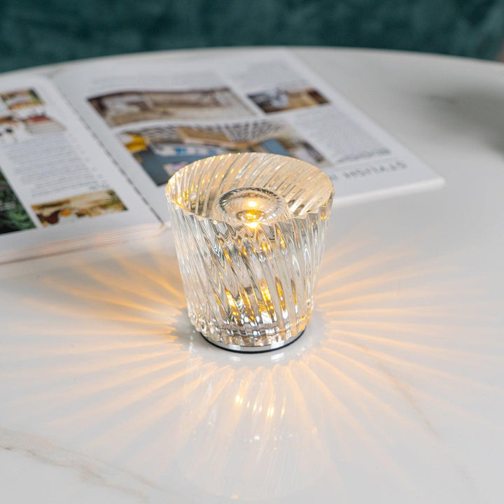Crystal diamond table lamp with integrated battery